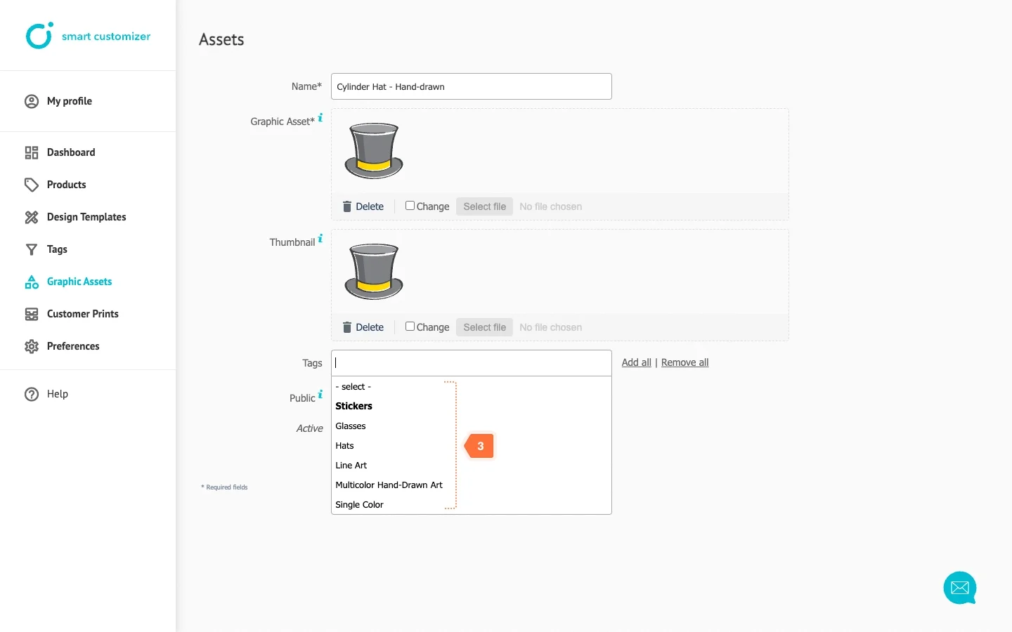 Assigning Tag or Collection to a graphic asset