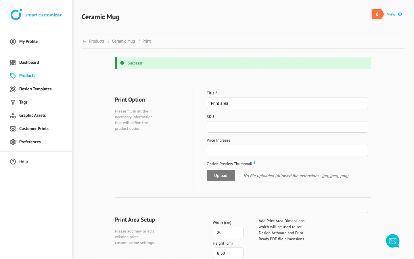 Testing customizable product template