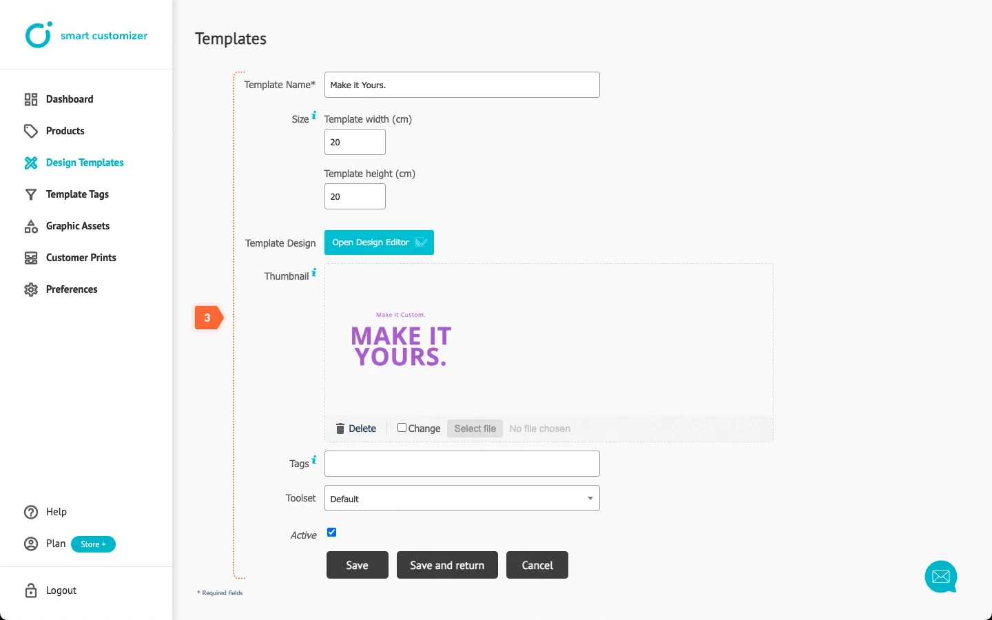 Installation information of design template