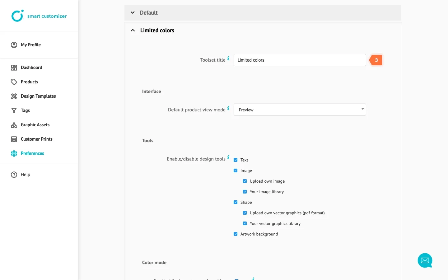 Adjusting toolset details