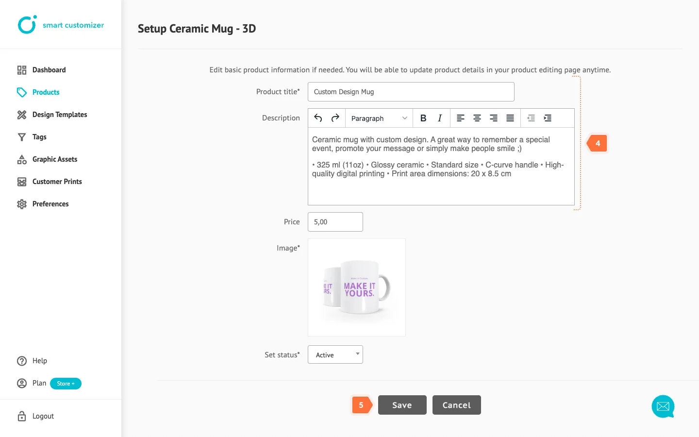 Save and publish your new customizable product