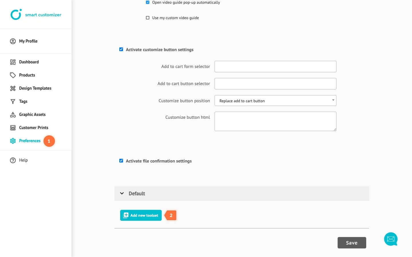 Creating toolset for color limitation