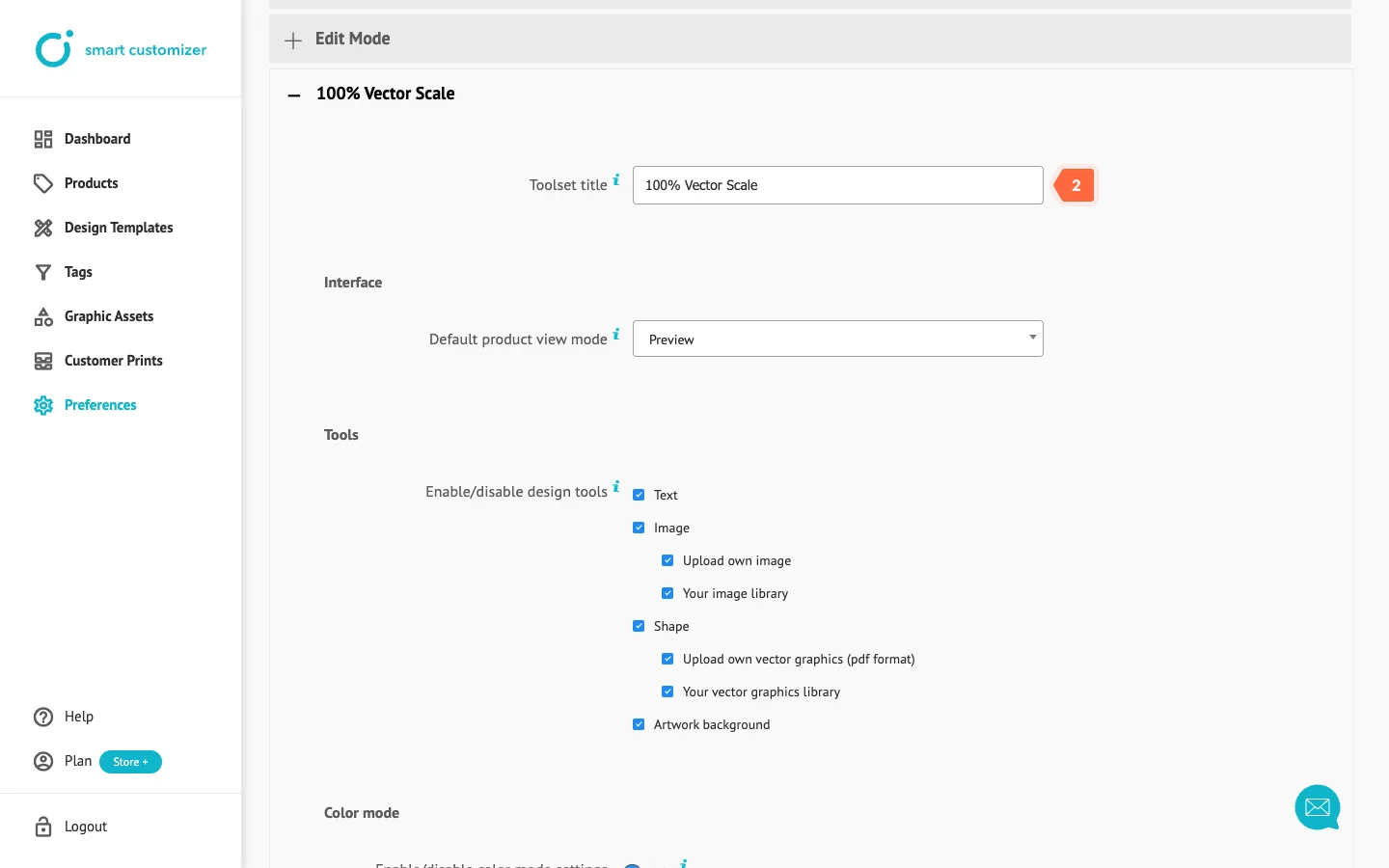 Naming a toolset in Smart Customizer app