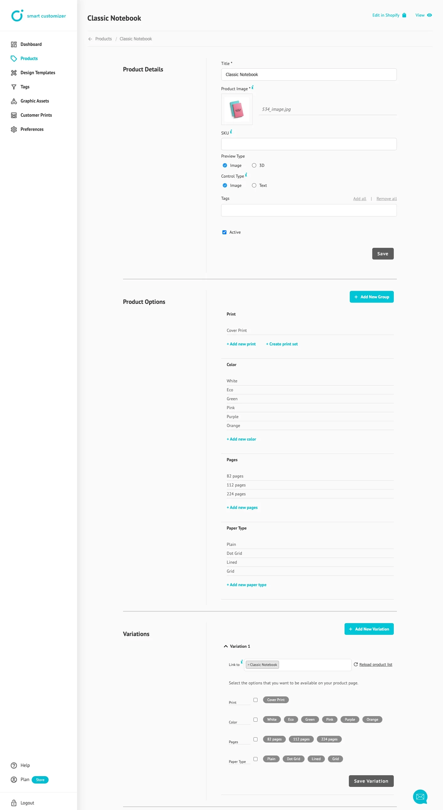 New setup logic in Smart Custumizer app admin