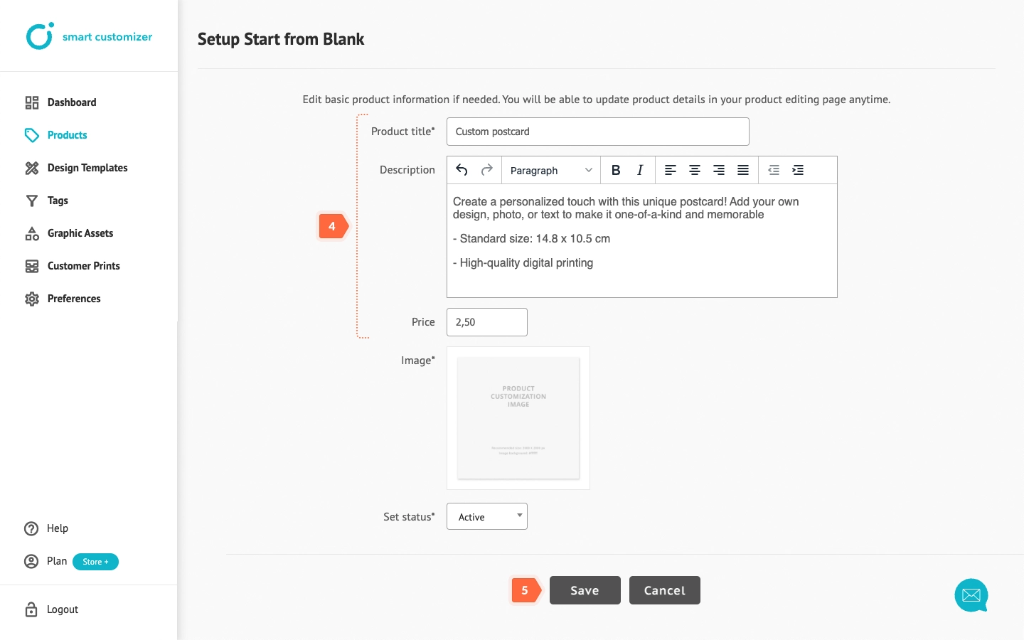 Entering main information about your product