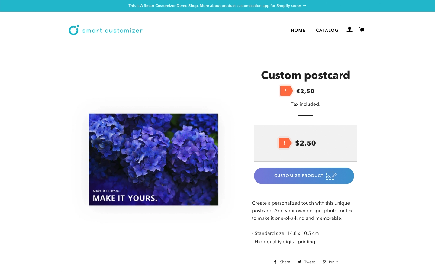 Shopify product pricing display