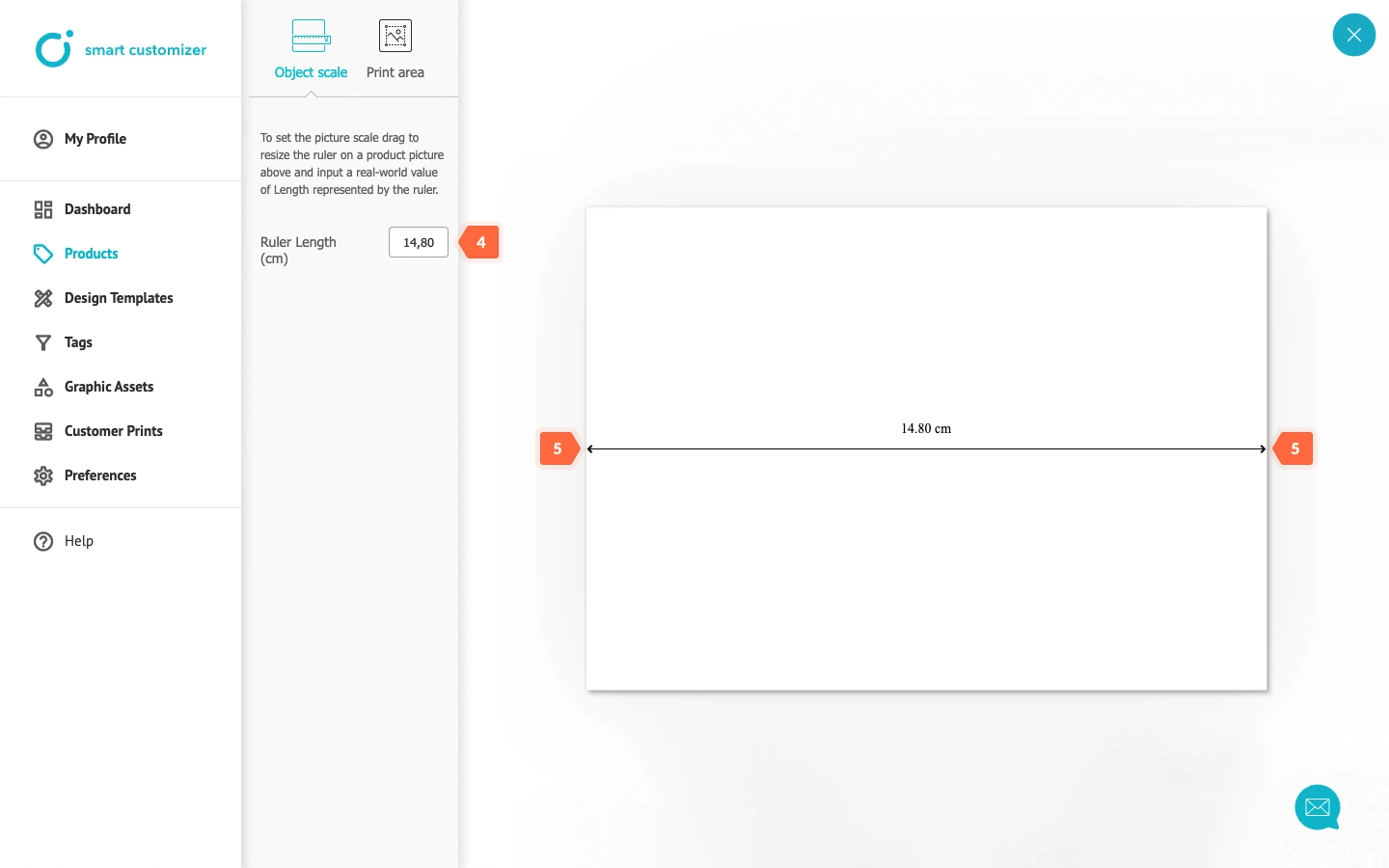 Setting real-life product scale and dimensions