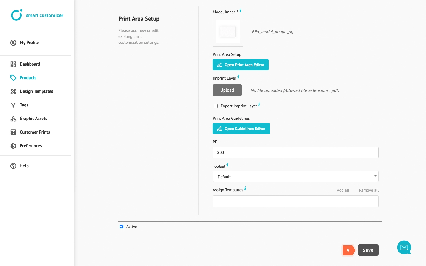 Customizable print settings