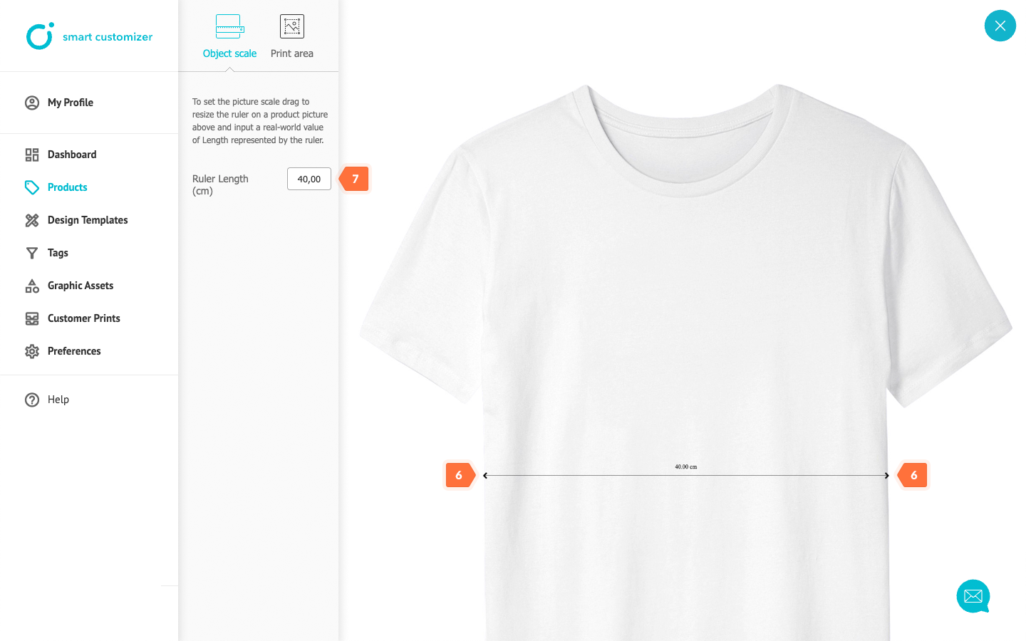 Setting real-life product scale and dimensions