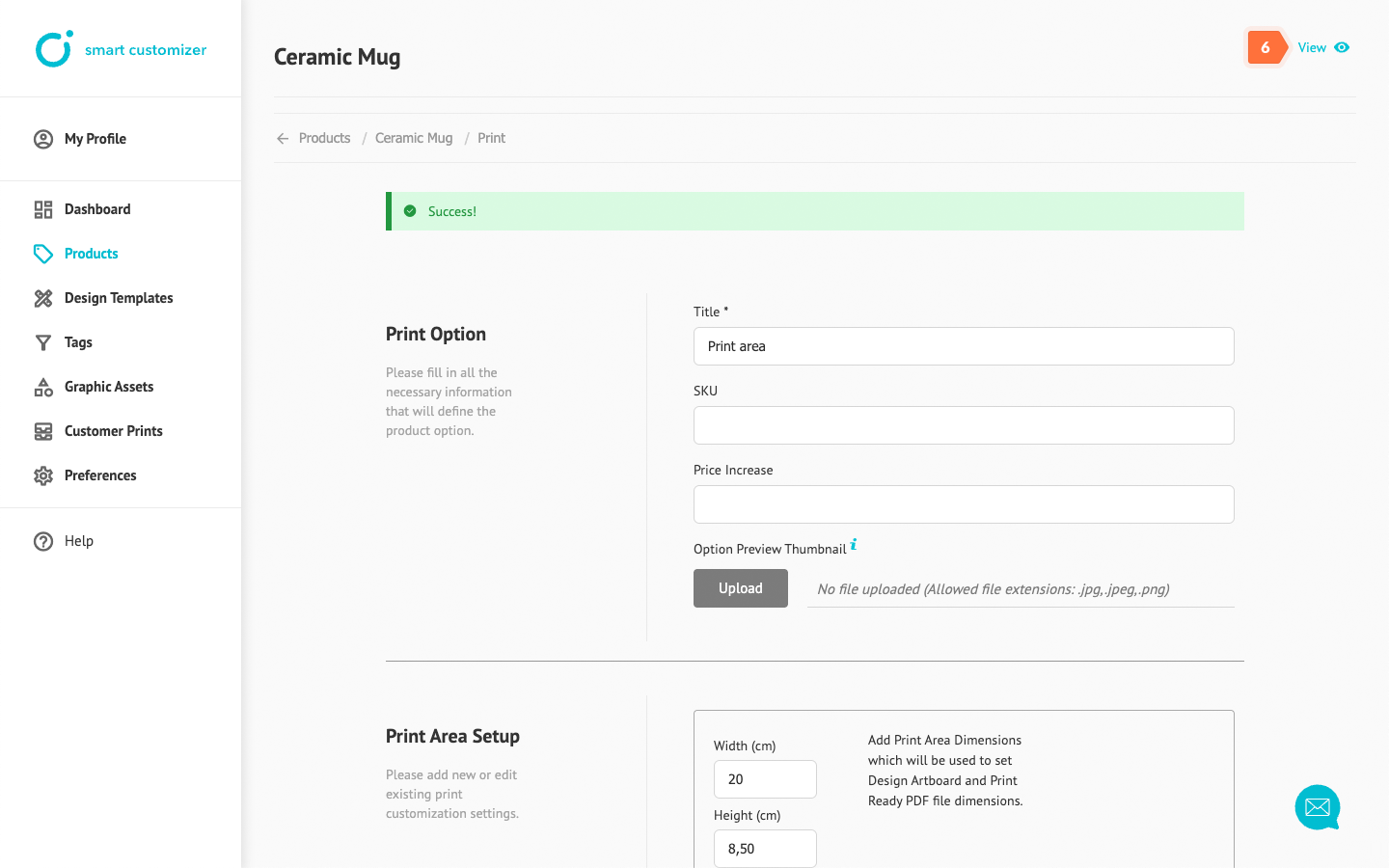 Testing customizable product template