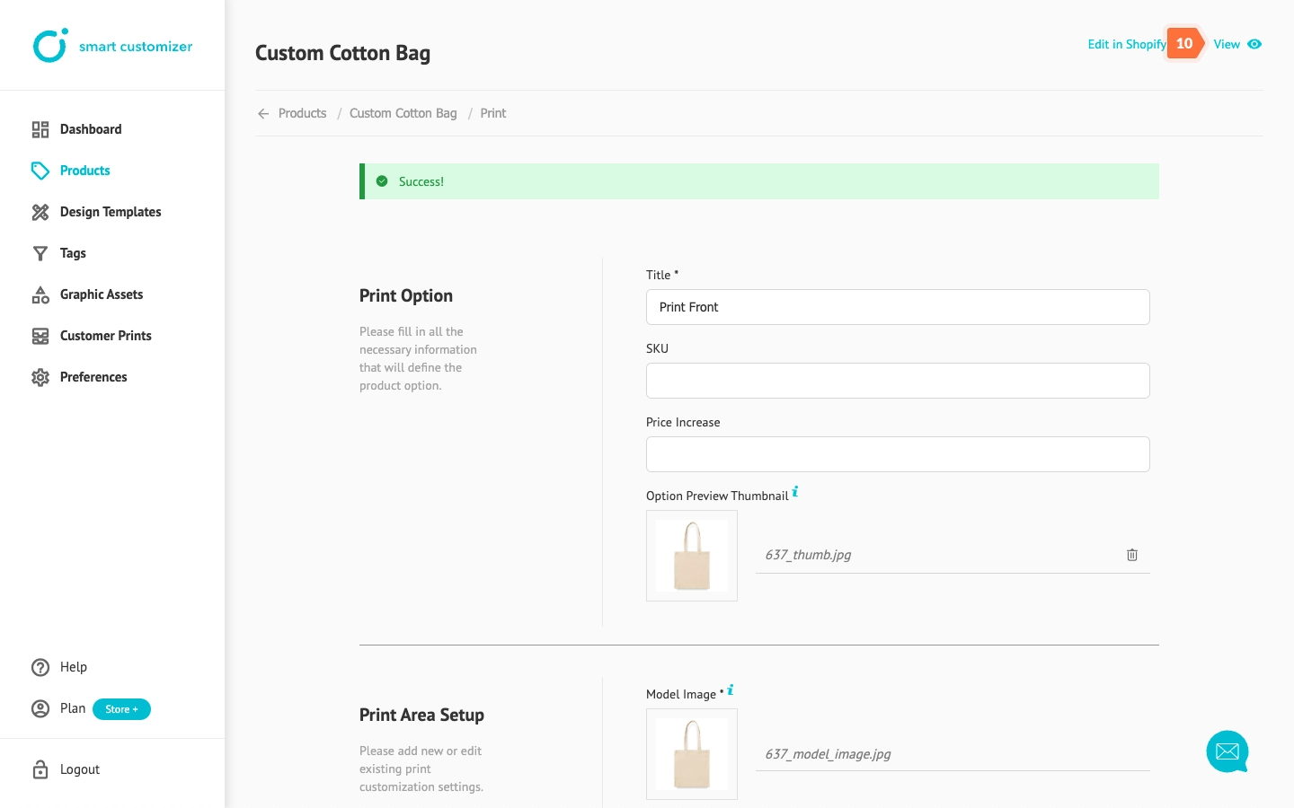 Customizable Shopify product preview