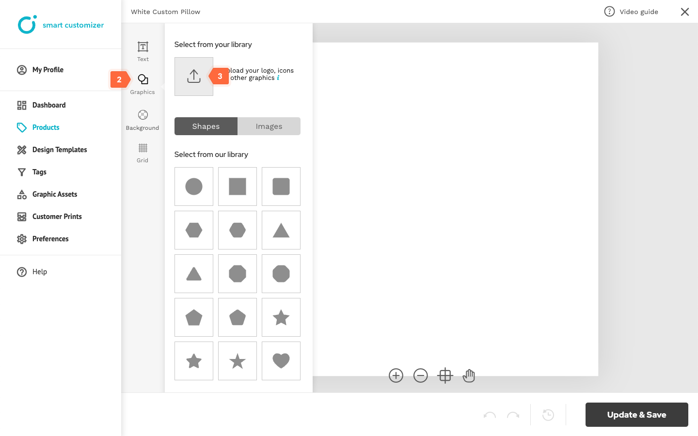 Clicking on graphics in safe print area guidelines editor