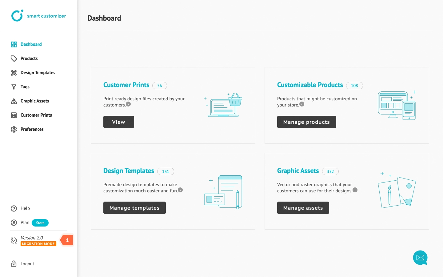 Admin panel settings for mode selection