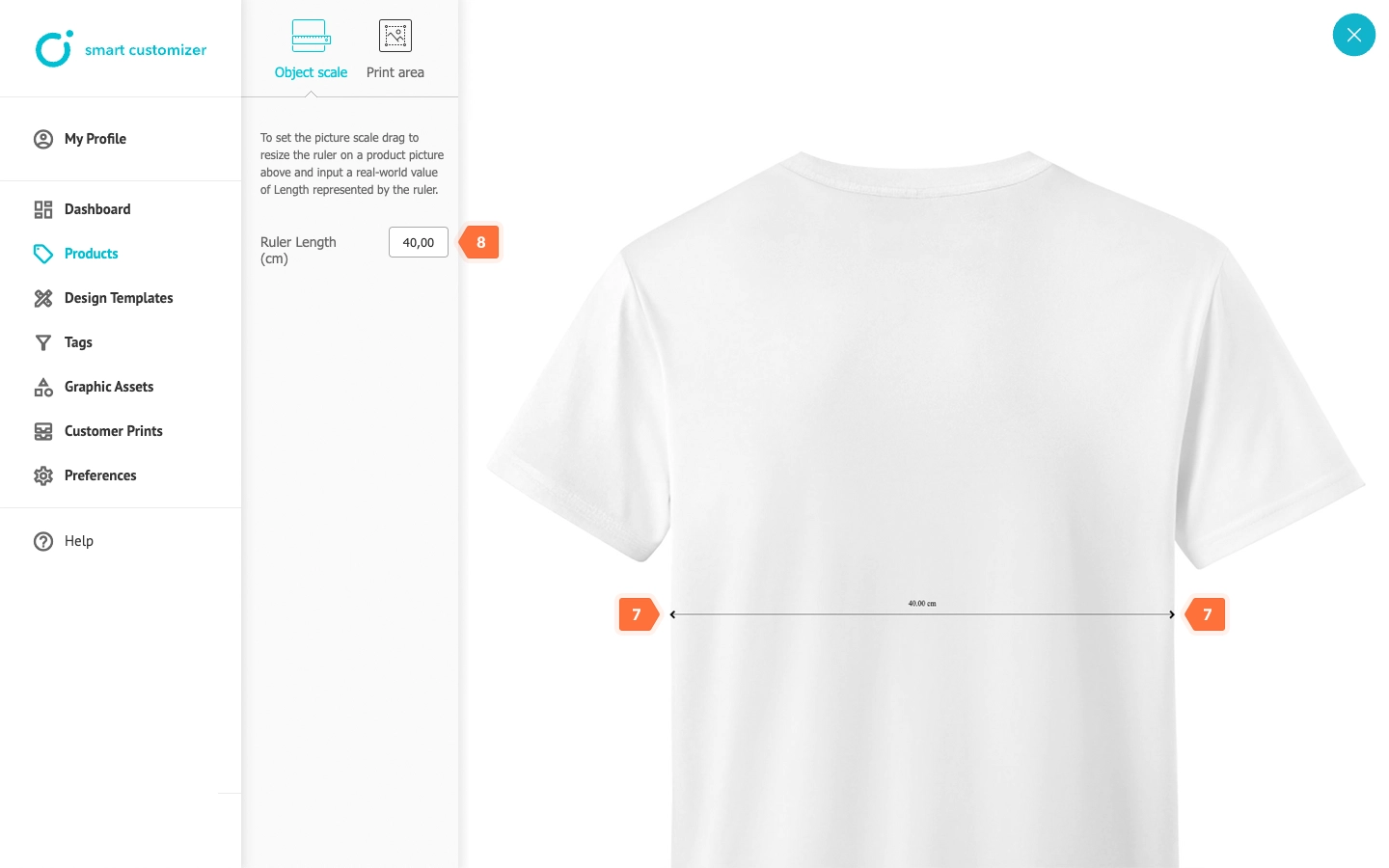 Setting real-life product scale and dimensions