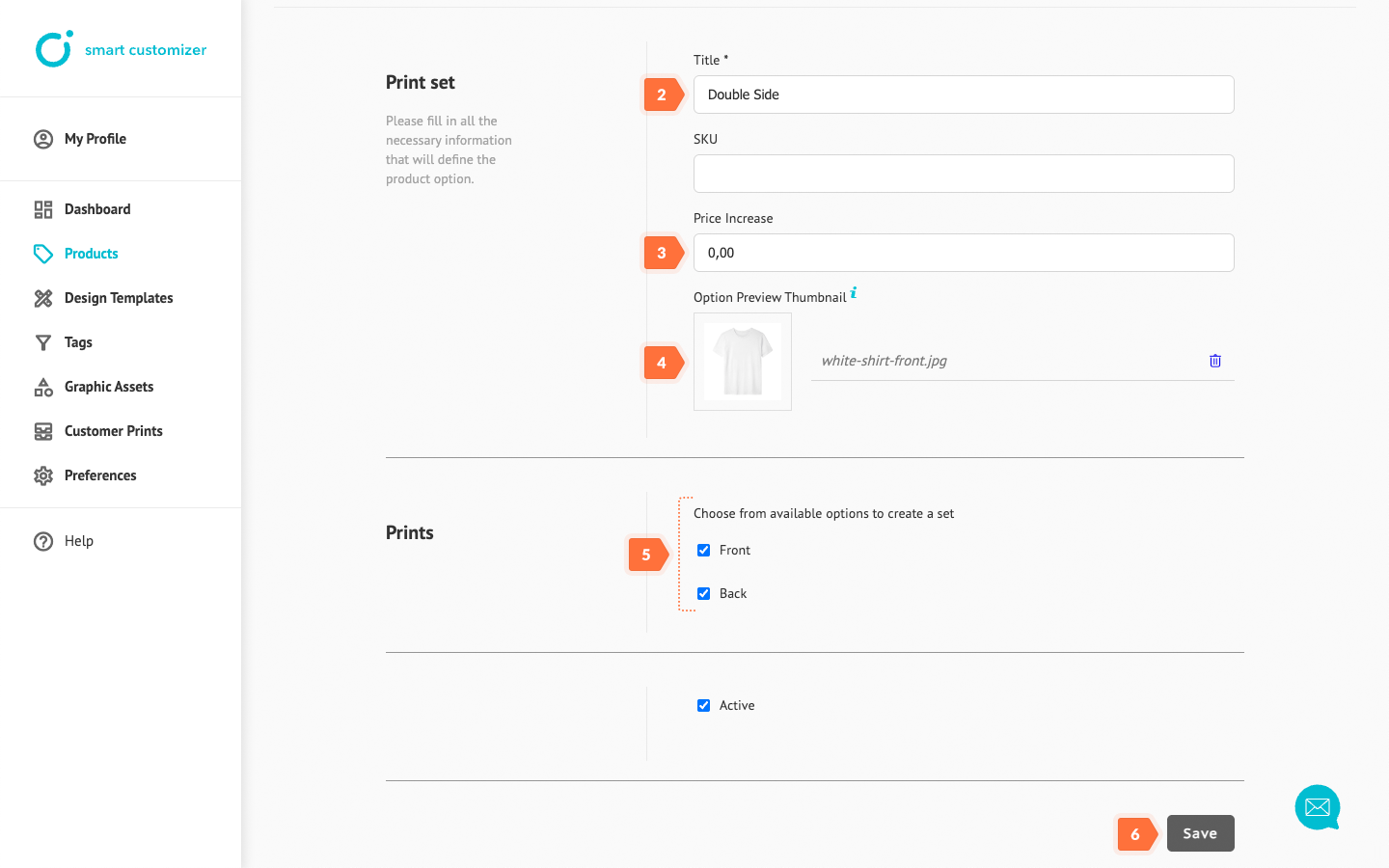 Adding print set information