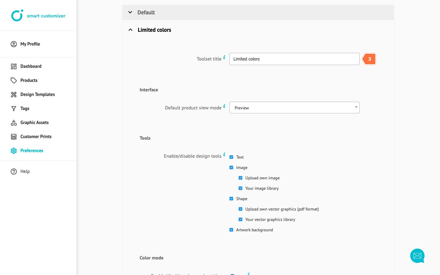 Adjusting toolset details