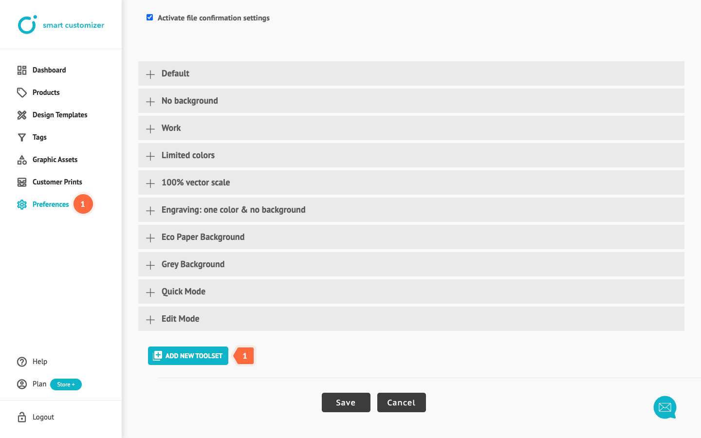 Creating a tooleset in Smart Customizer app