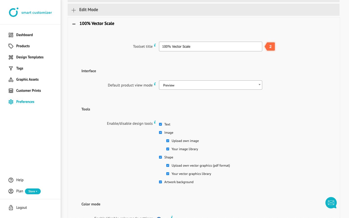 Naming a toolset in Smart Customizer app