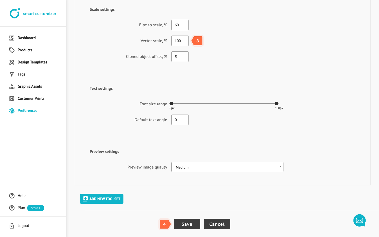 Setting up vector scale in toolsets